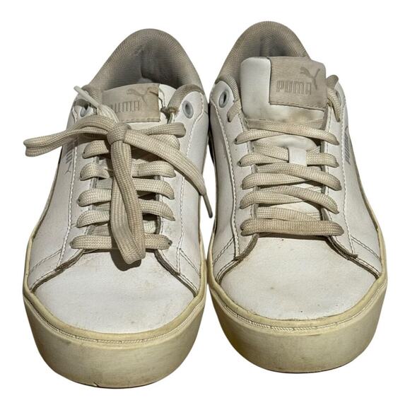 Puma Carina 2.0 Triple White Leather Sneakers Women's Size 7 Casual Low Top Shoe - Picture 3 of 8